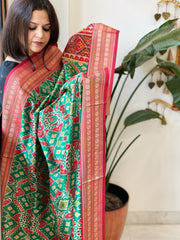 Green Printed Patola Dupatta in Fine Art Silk - Masakalee