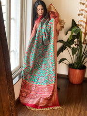 Green Printed Patola Dupatta in Fine Art Silk - Masakalee