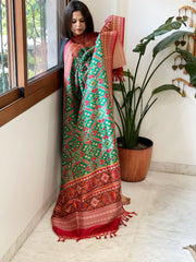 Green Printed Patola Dupatta in Fine Art Silk - Masakalee
