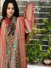 Green Printed Patola Dupatta in Fine Art Silk - Masakalee