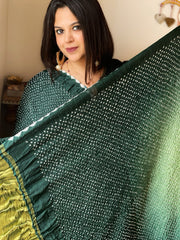 Green Rai Bandhej Saree in Pure Gajji Silk with Zari Pallu - Masakalee