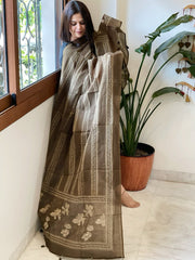 Greenish Gold Kota Cotton Handblock Printed Dupatta - Masakalee