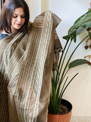 Greenish Gold Kota Cotton Handblock Printed Dupatta - Masakalee