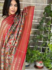 Grey Printed Patola Dupatta in Fine Art Silk - Masakalee