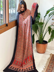 Handblock Printed Ajrakh Dupatta with Handwork in Modal Silk - Masakalee
