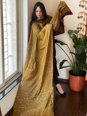 Handblock Printed Ajrakh Dupatta wth Mukaish Handwork - Masakalee