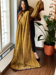 Handblock Printed Ajrakh Dupatta wth Mukaish Handwork - Masakalee