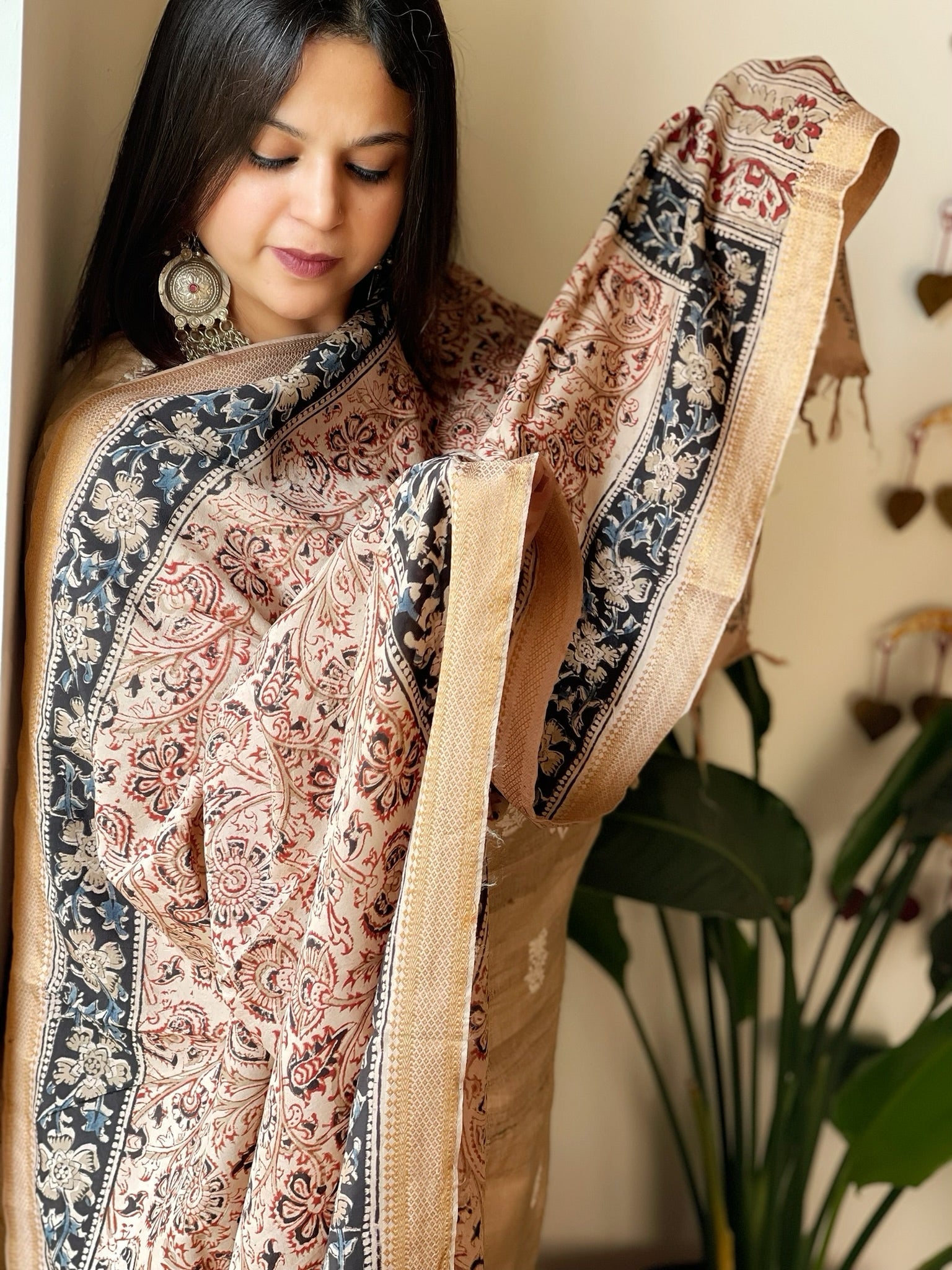 Handblock Printed Dupatta in Chennuri Cotton Silk - Masakalee