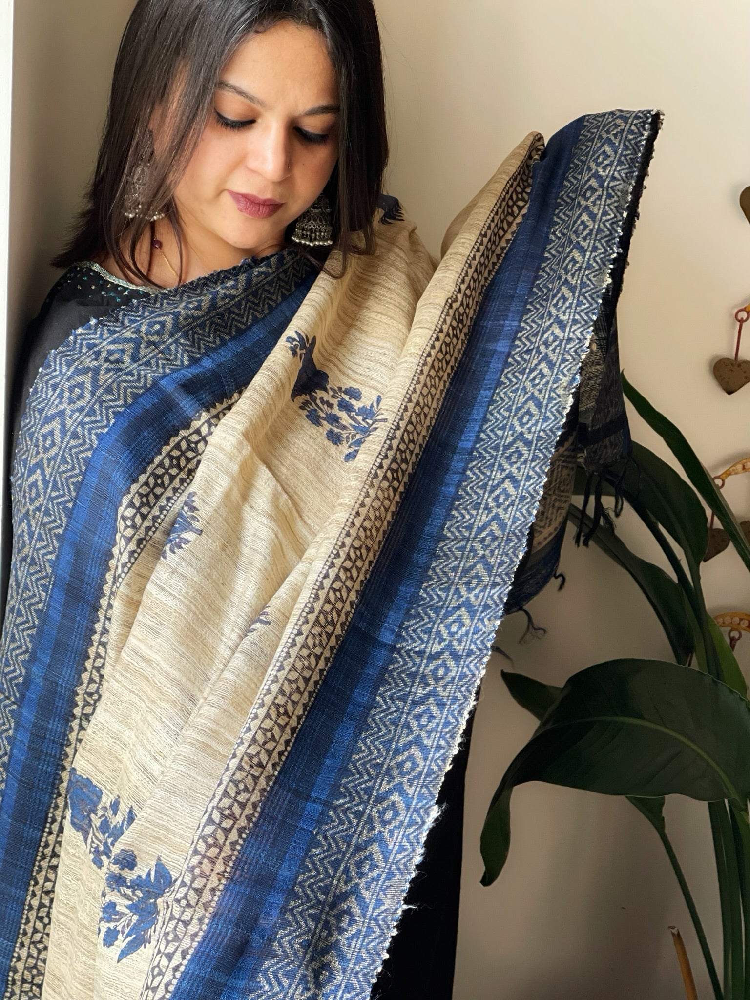 Handblock printed dupatta in Geecha Silk - Masakalee