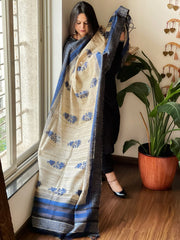 Handblock printed dupatta in Geecha Silk - Masakalee