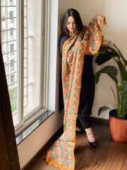 Handblock printed dupatta in Geecha Silk - Masakalee