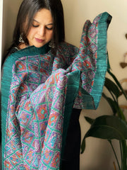 Handblock printed dupatta in Geecha Silk - Masakalee