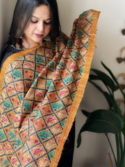 Handblock printed dupatta in Geecha Silk - Masakalee