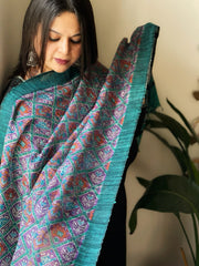 Handblock printed dupatta in Geecha Silk - Masakalee