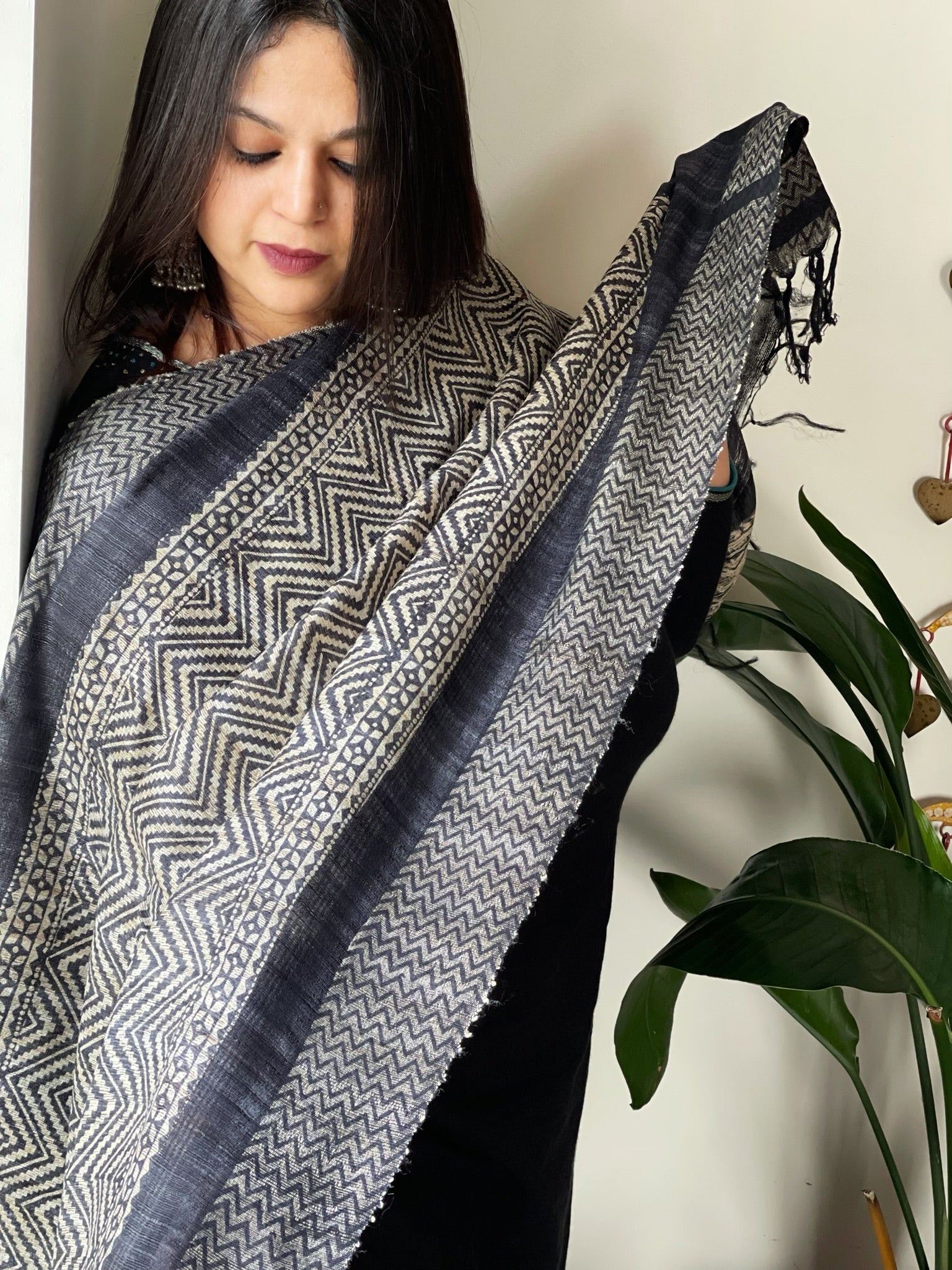 Handblock printed dupatta in Geecha Silk - Masakalee