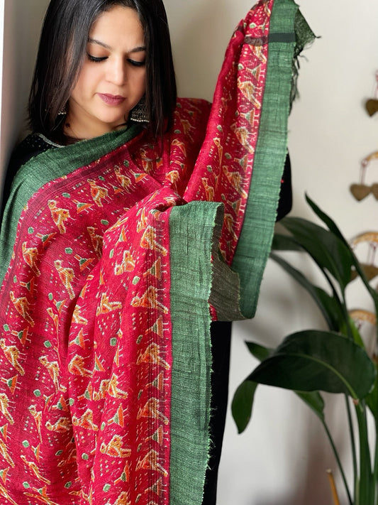 Handblock printed dupatta in Geecha Silk - Masakalee