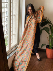 Handblock printed dupatta in Geecha Silk - Masakalee