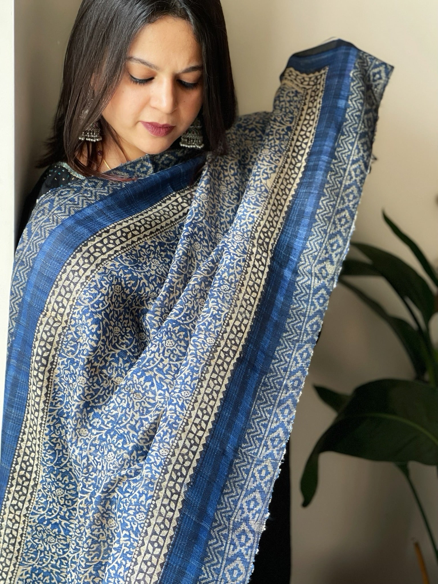 Handblock printed dupatta in Geecha Silk - Masakalee