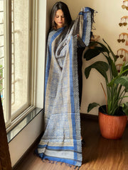 Handblock printed dupatta in Geecha Silk - Masakalee