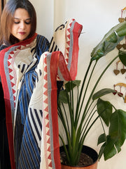Handblock printed dupatta in Mul Cotton - Masakalee