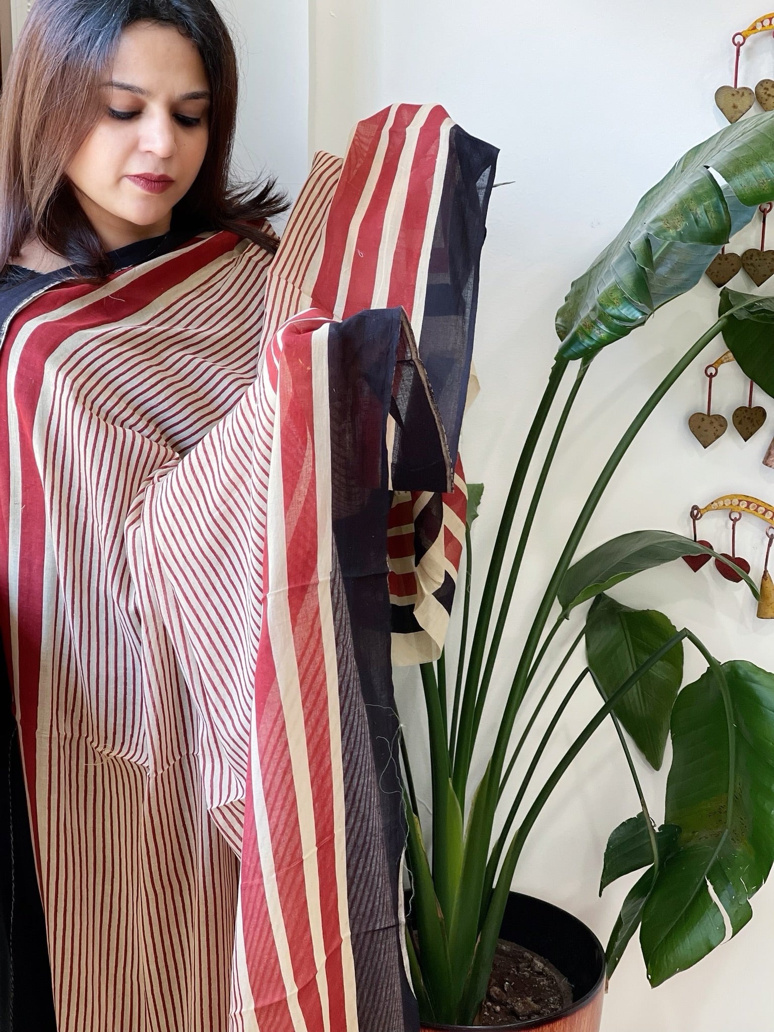 Handblock printed dupatta in Mul Cotton - Masakalee