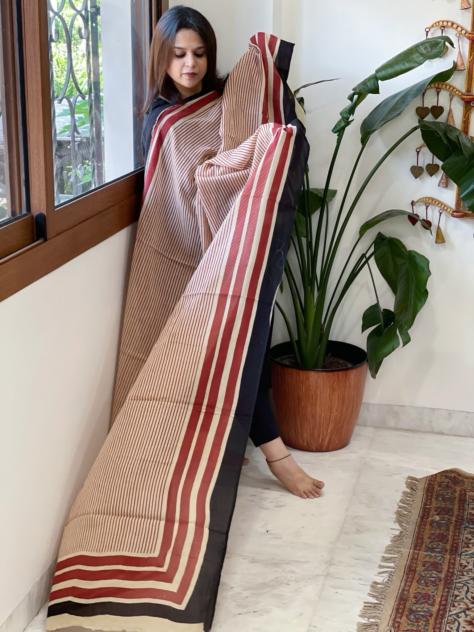 Handblock printed dupatta in Mul Cotton - Masakalee