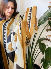 Handblock printed dupatta in Mul Cotton - Masakalee