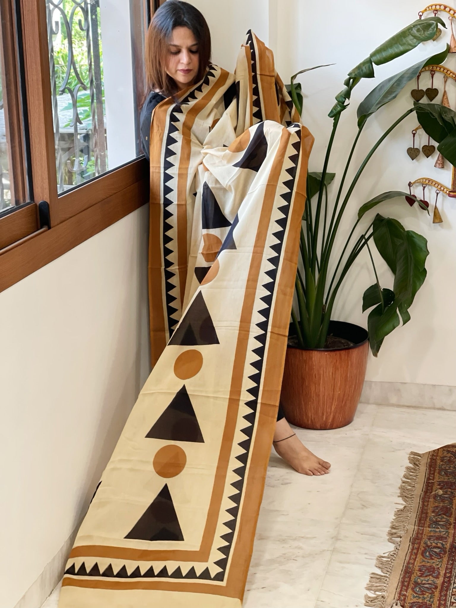 Handblock printed dupatta in Mul Cotton - Masakalee