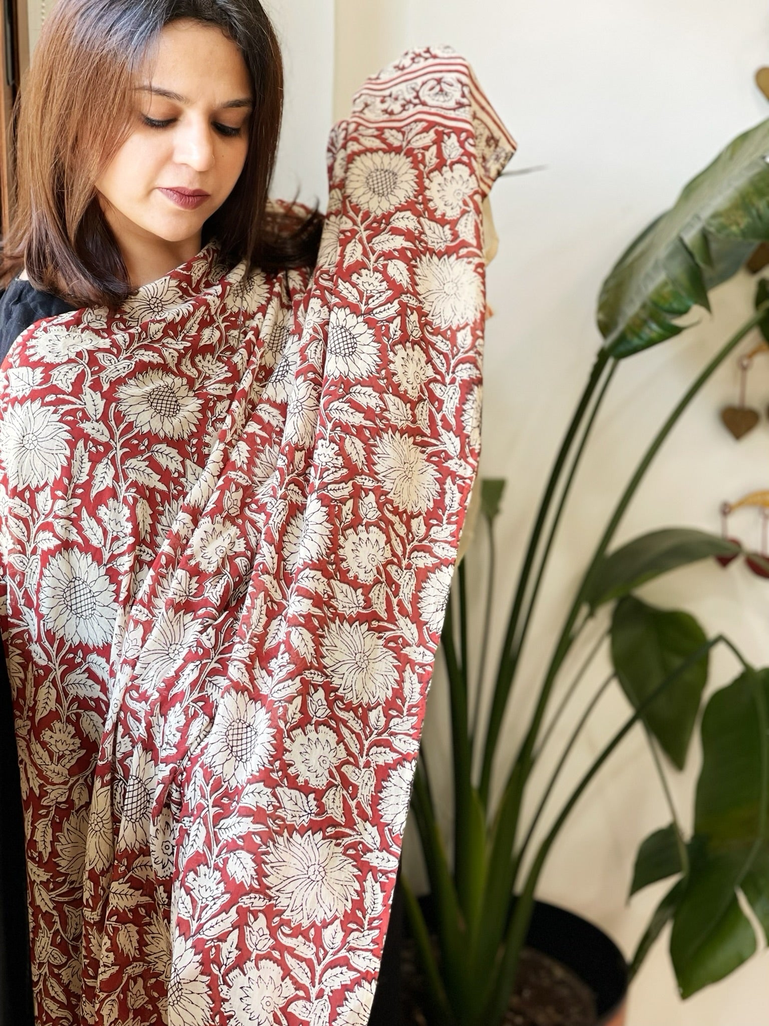 Handblock printed dupatta in Mul Cotton - Masakalee