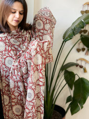Handblock printed dupatta in Mul Cotton - Masakalee