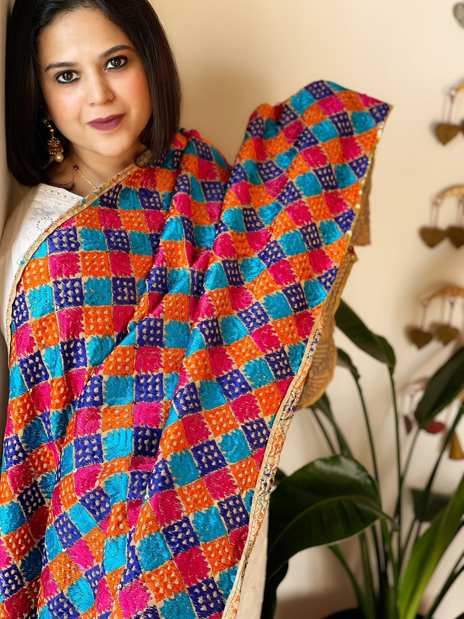 Handmade Bagh Phulkari Dupatta in Cotton - Masakalee