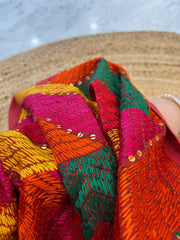 Handmade Designer Phulkari Dupatta in Khaddar Cotton - Masakalee