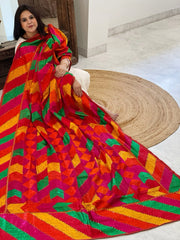 Handmade Designer Phulkari Dupatta in Khaddar Cotton - Masakalee