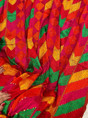 Handmade Designer Phulkari Dupatta in Khaddar Cotton - Masakalee