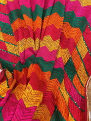 Handmade Designer Phulkari Dupatta in Khaddar Cotton - Masakalee