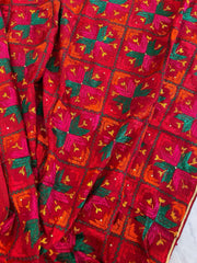 Handmade Designer Phulkari Dupatta in Khaddar Cotton - Masakalee
