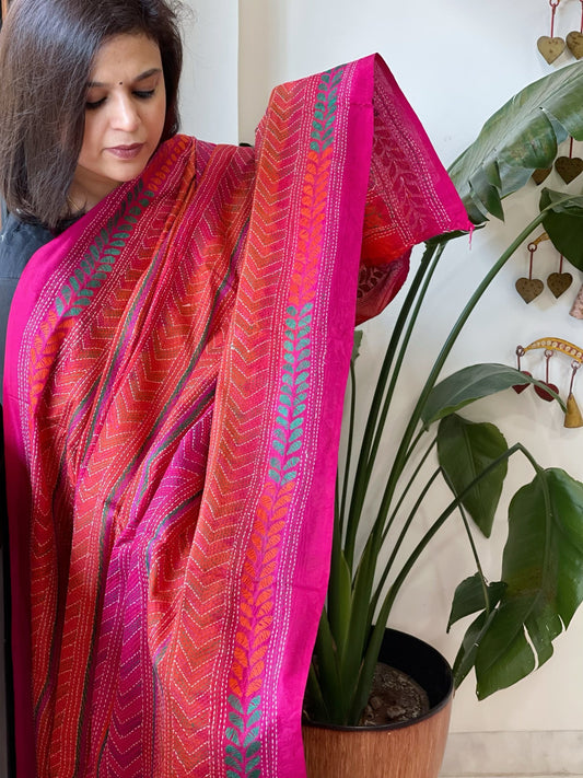 Handmade Kantha Dupatta in Silk - Masakalee