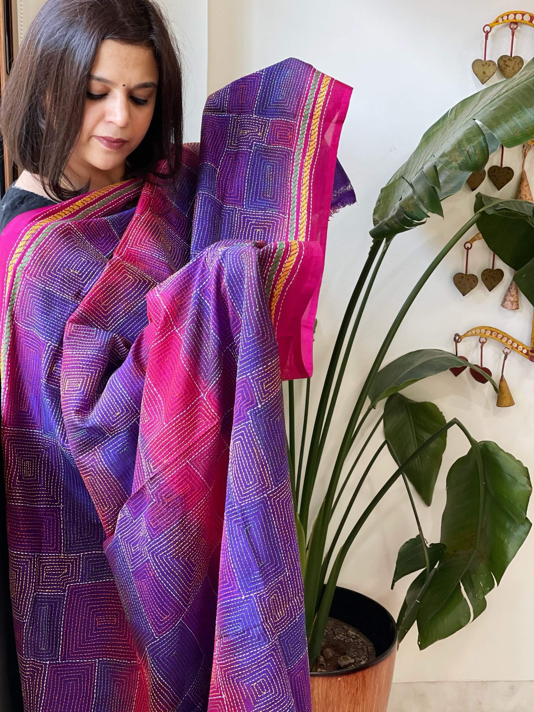 Handmade Kantha Dupatta in Silk - Masakalee