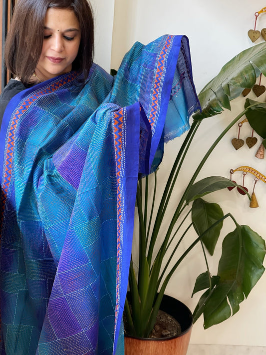 Handmade Kantha Dupatta in Silk - Masakalee