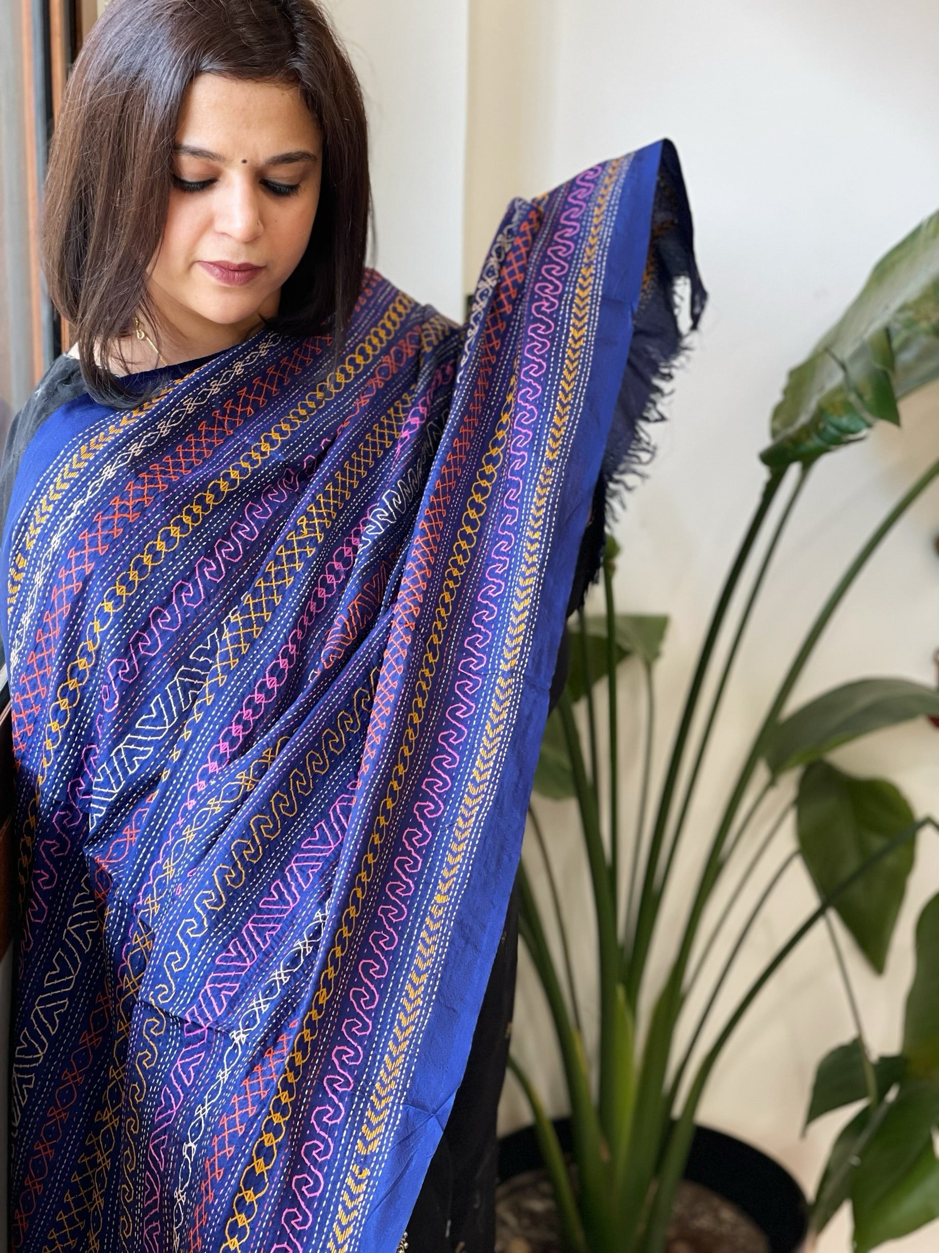 Handmade Kantha Dupatta in Silk - Masakalee