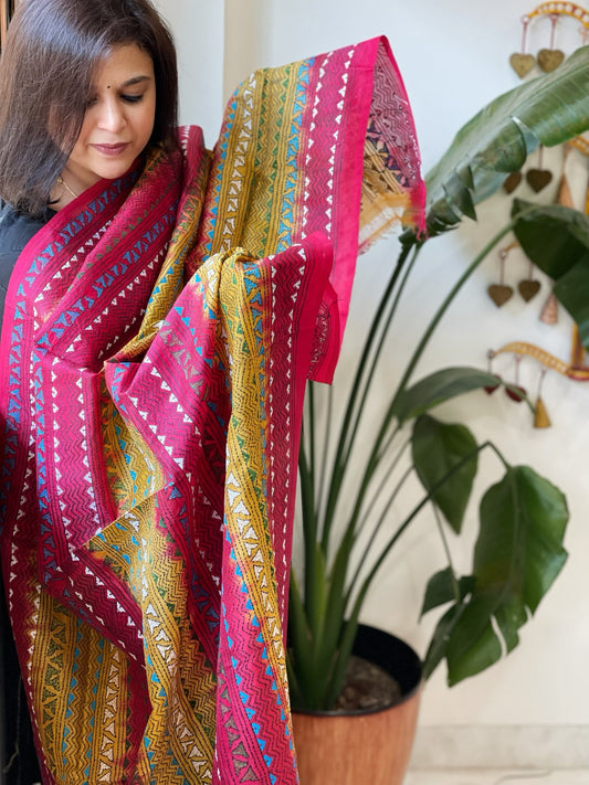 Handmade Kantha Dupatta in Silk - Masakalee
