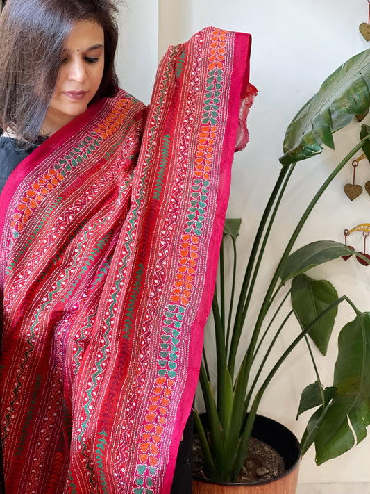 Handmade Kantha Dupatta in Silk - Masakalee