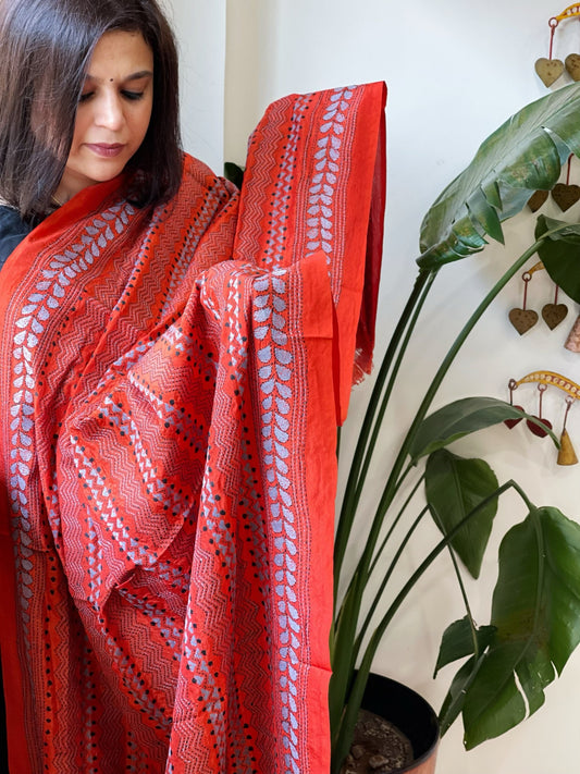 Handmade Kantha Dupatta in Silk - Masakalee
