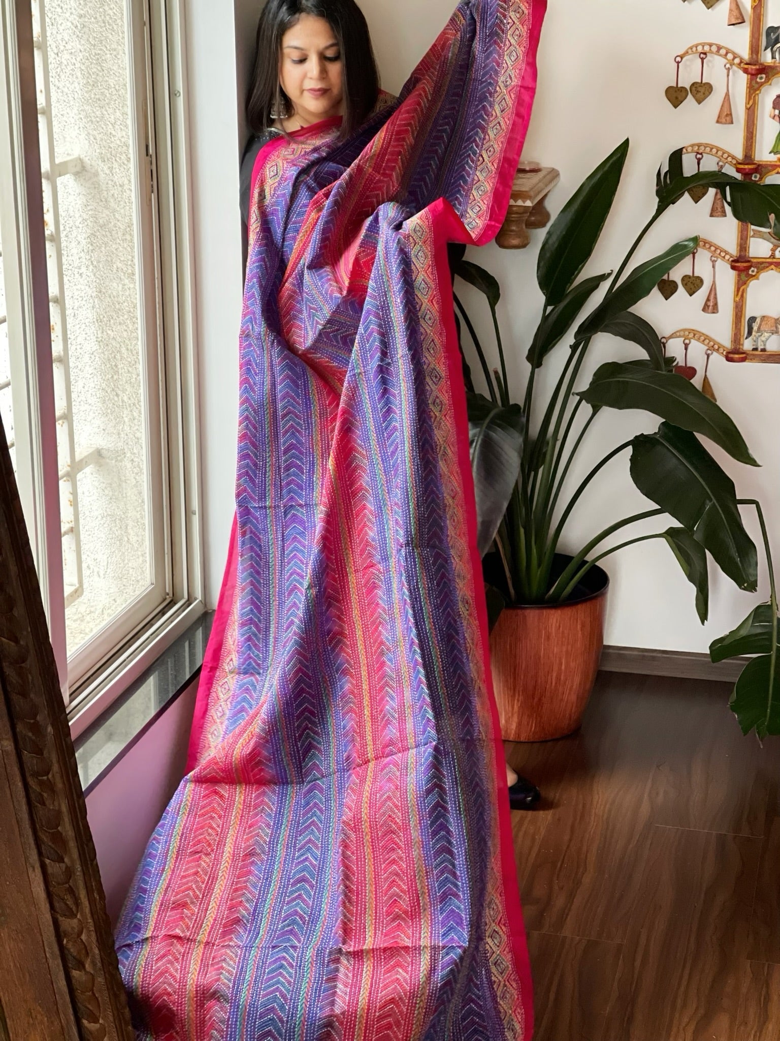 Handmade Kantha Dupatta in Silk - Masakalee