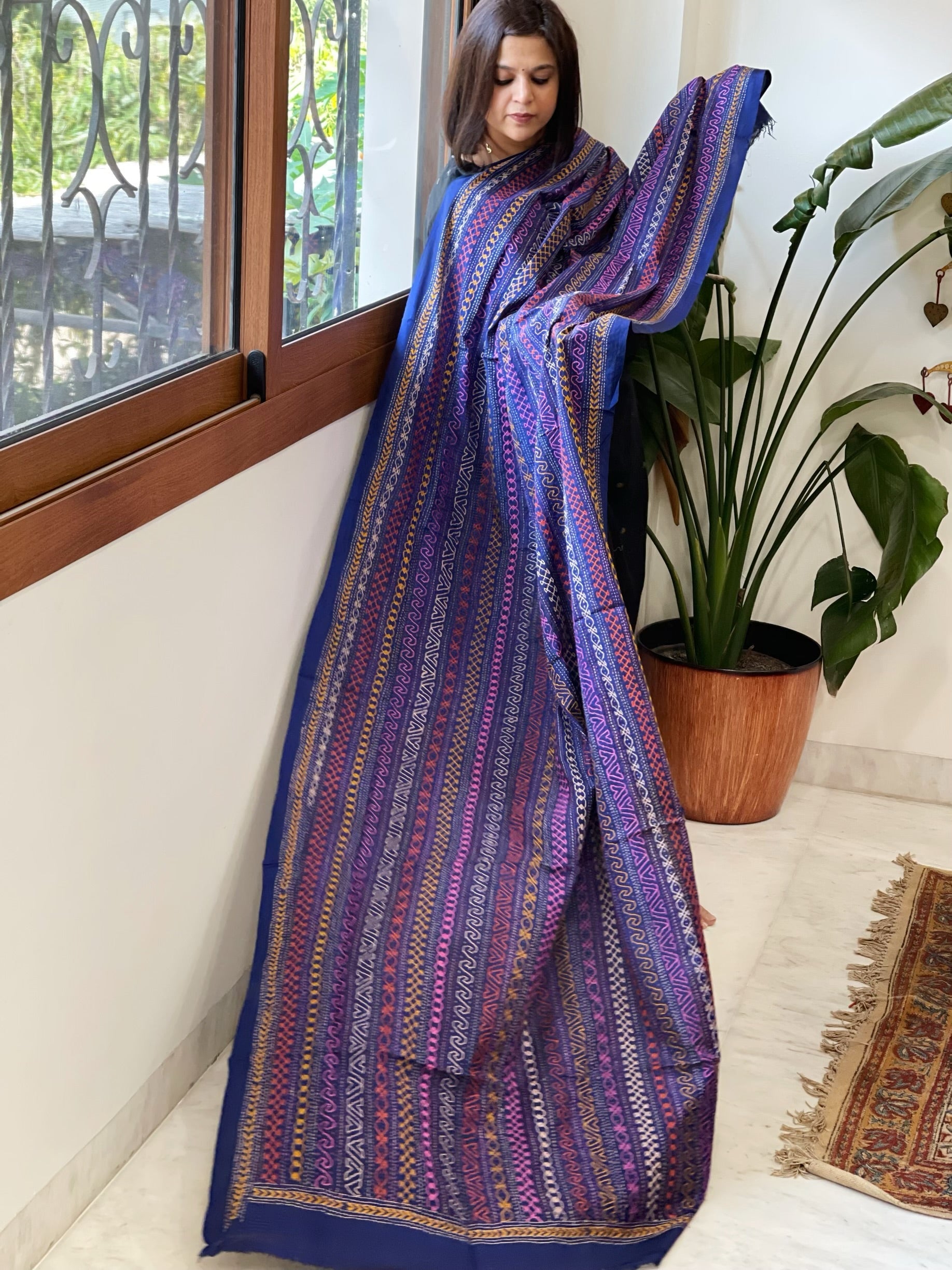 Handmade Kantha Dupatta in Silk - Masakalee