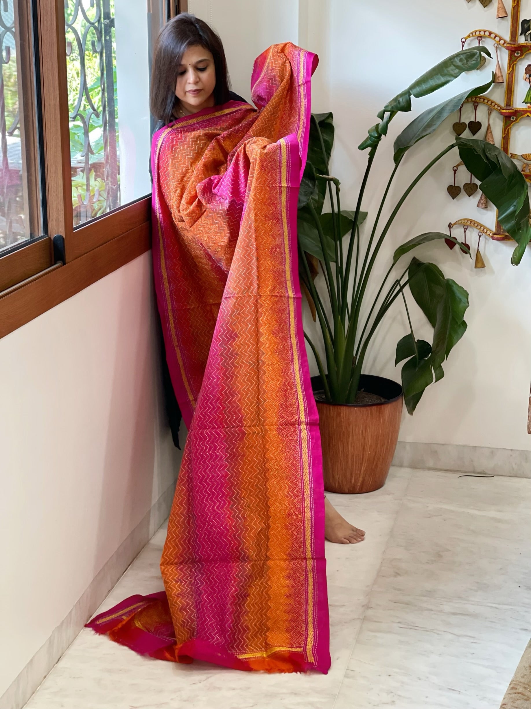 Handmade Kantha Dupatta in Silk - Masakalee