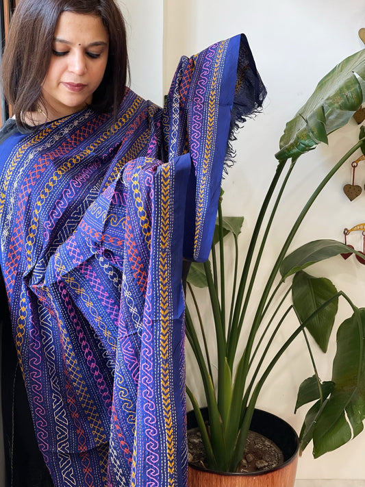 Handmade Kantha Dupatta in Silk - Masakalee