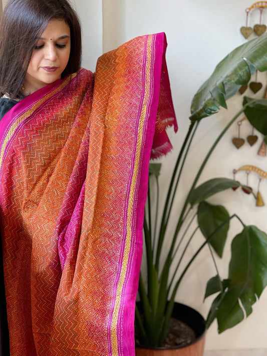 Handmade Kantha Dupatta in Silk - Masakalee