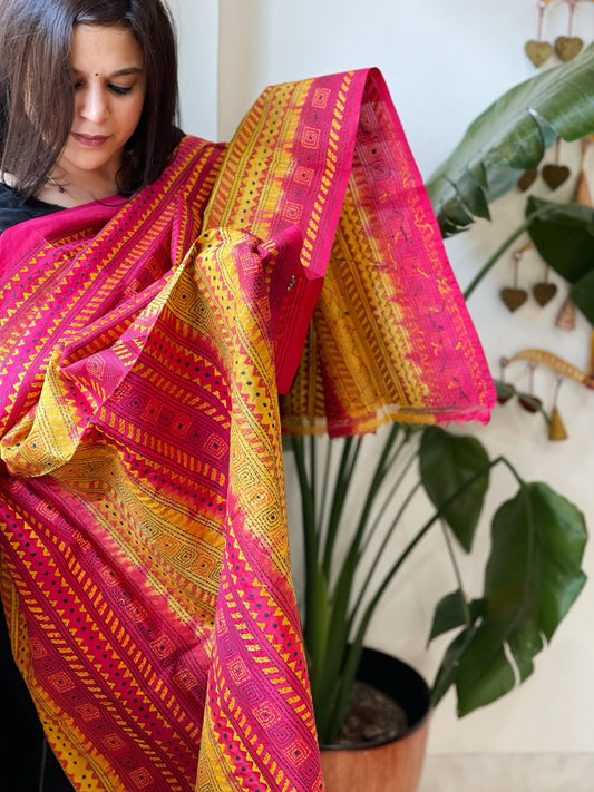 Handmade Kantha Dupatta in Silk - Masakalee