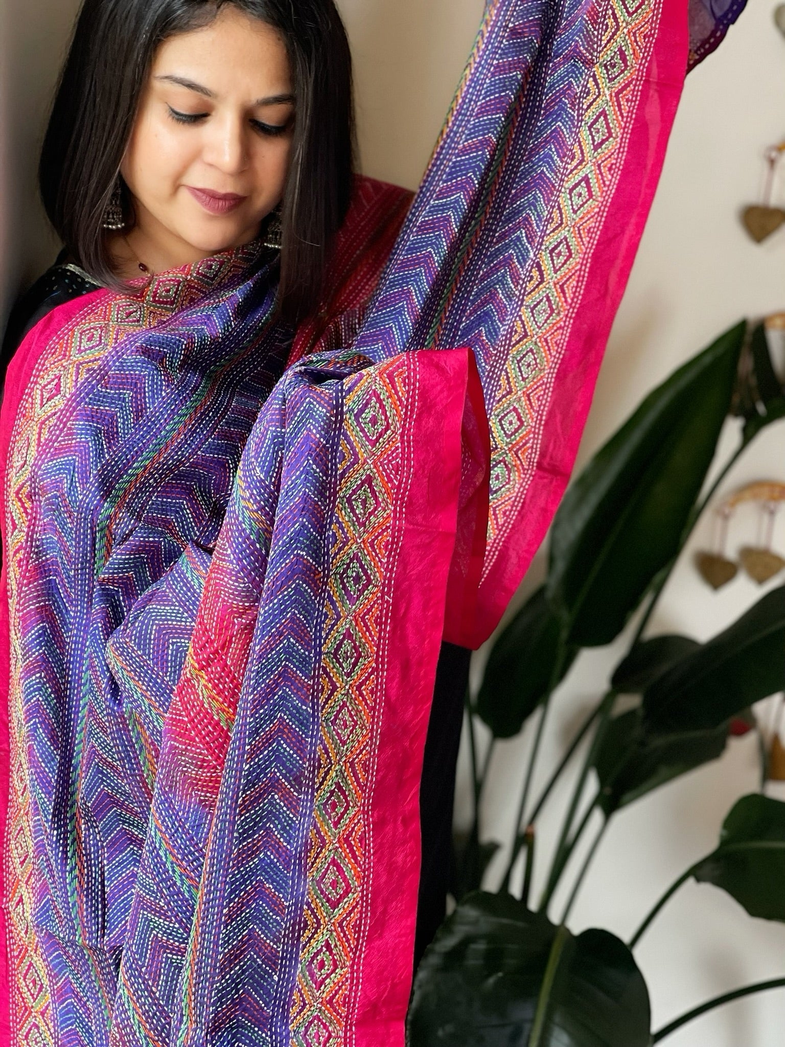 Handmade Kantha Dupatta in Silk - Masakalee